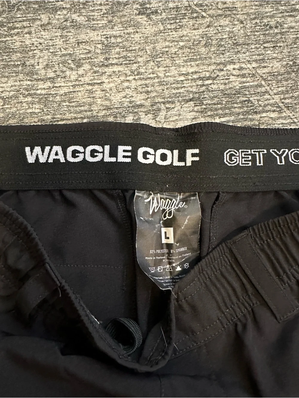 WAGGLE GOLF sz large Men's Black Performance Athletic Shorts